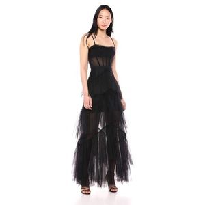 BCBGMAXAZRIA Corset Tulle Gown Black Tie Cocktail 12